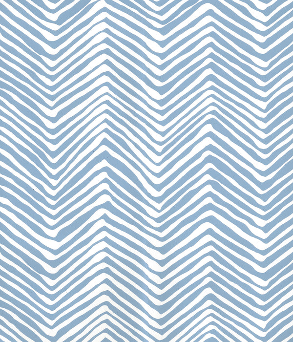 Petite Zig Zag French Blue on Almost White Screen Printed | China Seas