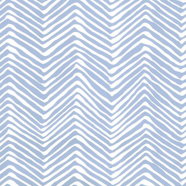 Petite Zig Zag French Blue on White Screen Printed | China Seas