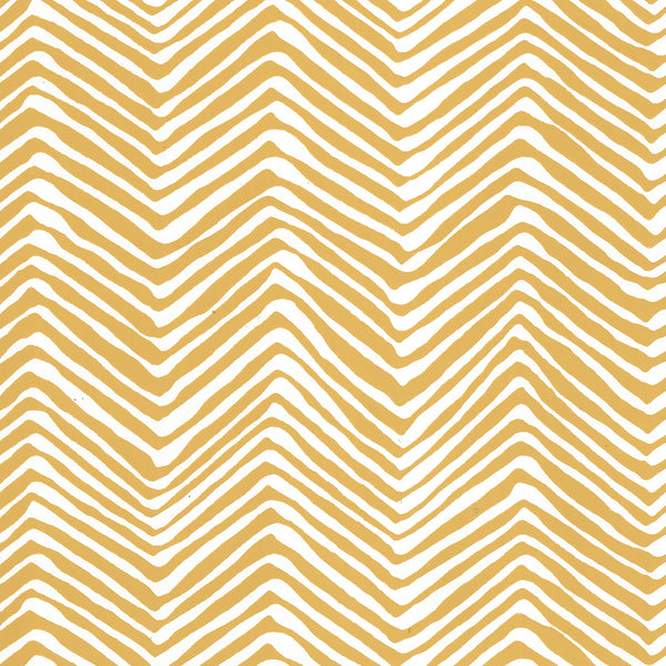 Petite Zig Zag Inca Gold on White Vinyl Screen Printed | China Seas