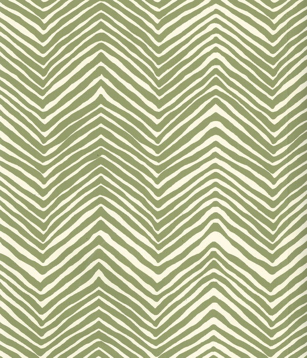 Petite Zig Zag Jungle Green on Off White Screen Printed | China Seas