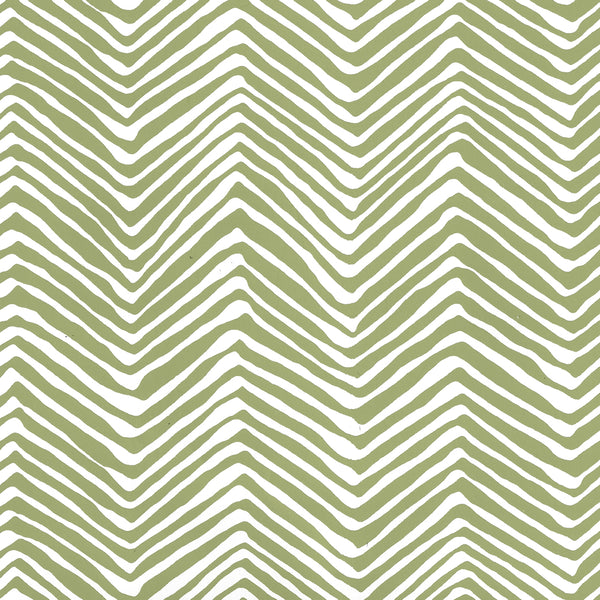 Petite Zig Zag Jungle Green on White Screen Printed | China Seas