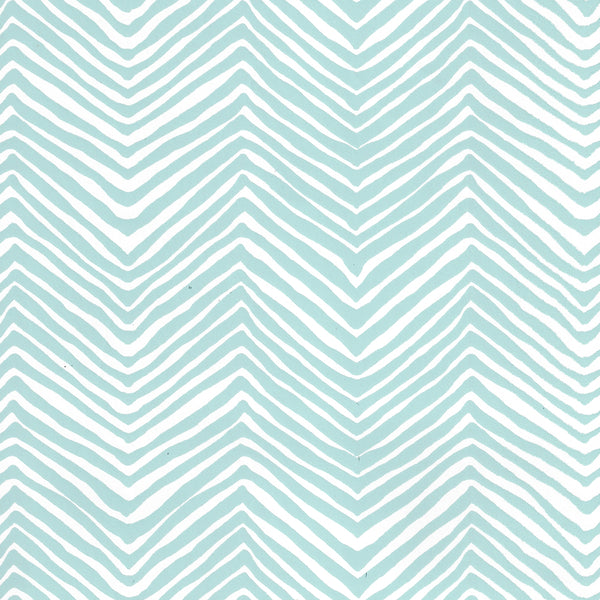 Petite Zig Zag Light Blue on White Vinyl Screen Printed | China Seas