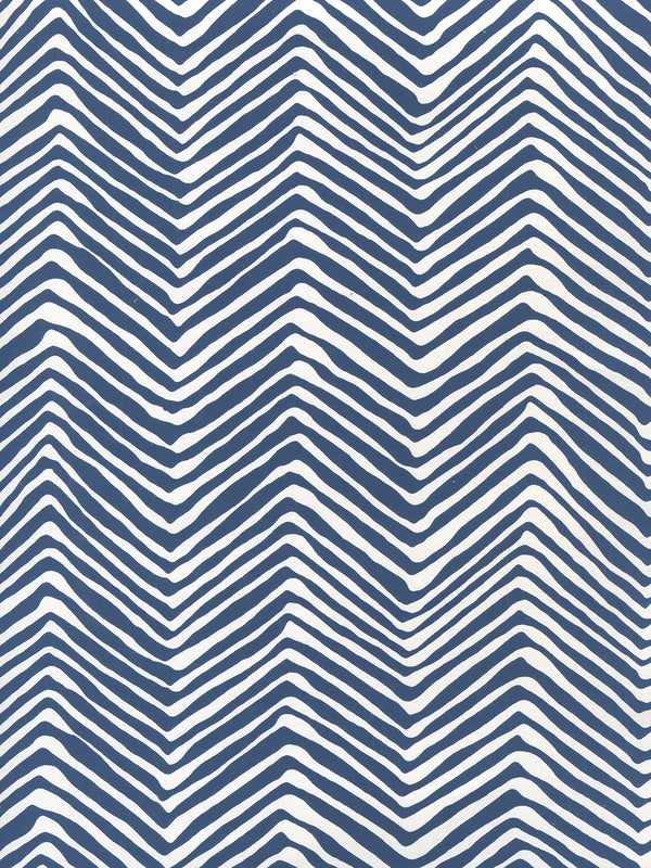 Petite Zig Zag Navy on Off White Screen Printed | China Seas