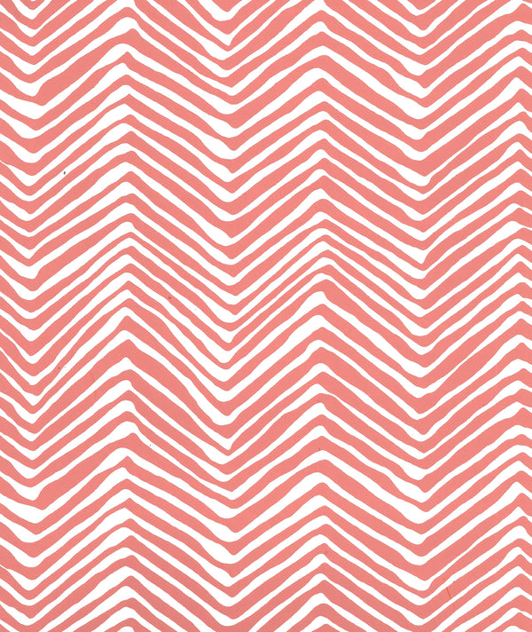 Petite Zig Zag New Shrimp on Almost White Screen Printed | China Seas