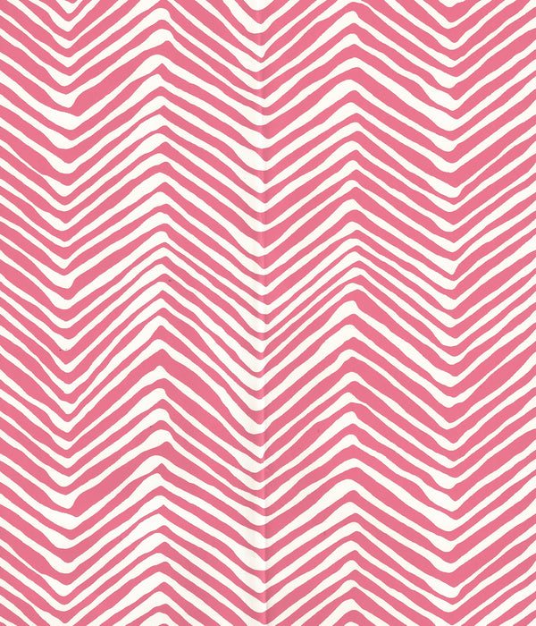 Petite Zig Zag Pink on Almost White Screen Printed | China Seas