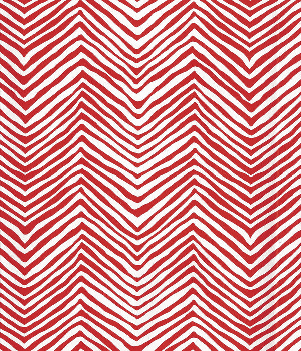 Petite Zig Zag Red on White Vinyl Screen Printed | China Seas