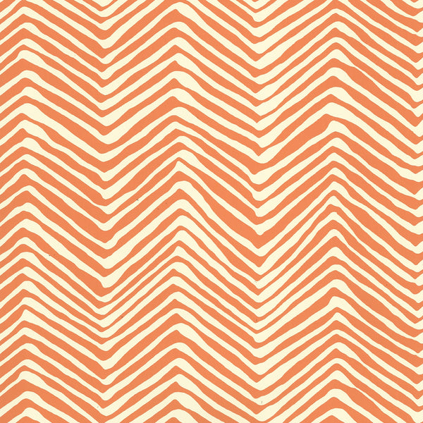 Petite Zig Zag Salmon on Off White Screen Printed | China Seas