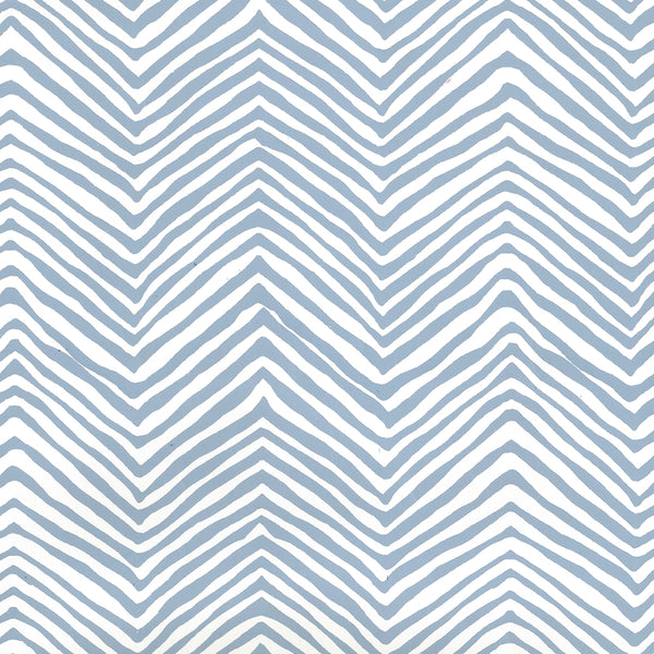 Petite Zig Zag Slate Blue on Almost White Screen Printed | China Seas