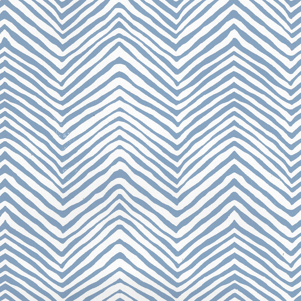 Petite Zig Zag Slate Blue on White Vinyl Screen Printed | China Seas