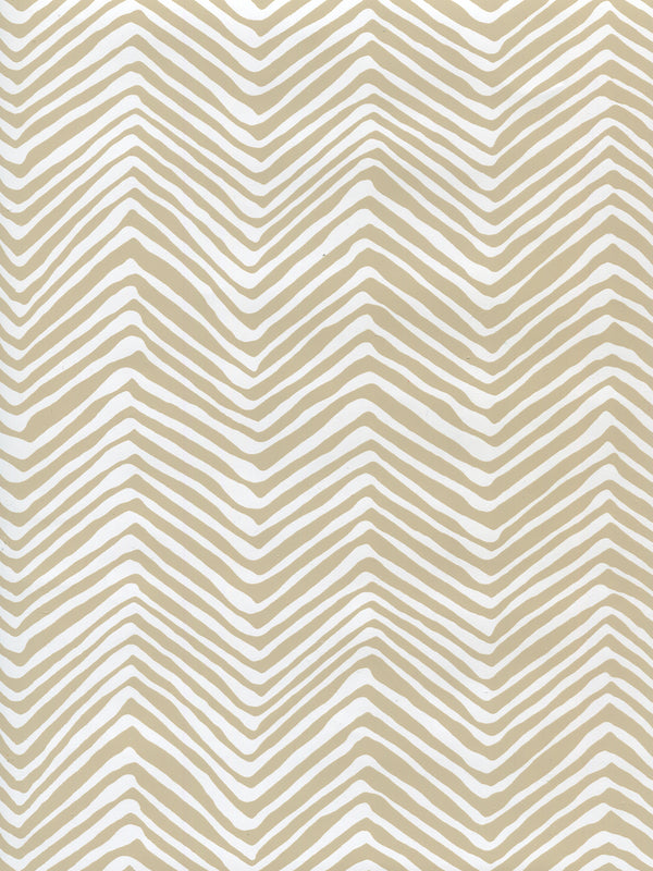 Petite Zig Zag Taupe on White Patent Vinyl Screen Printed | China Seas