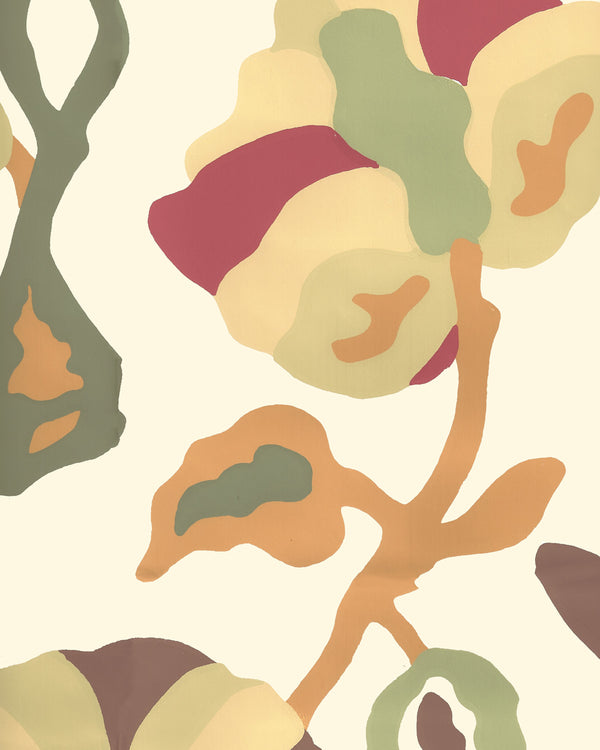Potalla Multi Greens Rust on Off White Screen Printed | China Seas