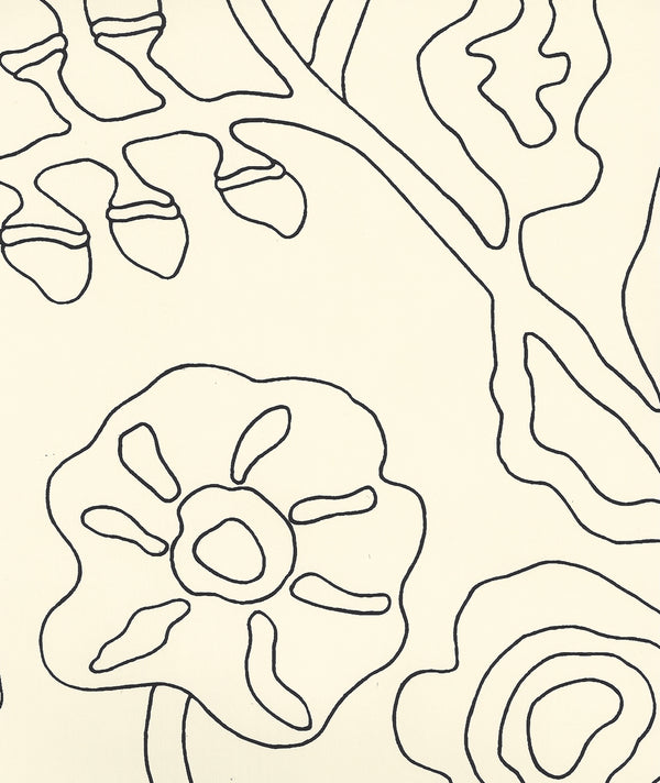 Potalla Outline Black on Off White Screen Printed | China Seas