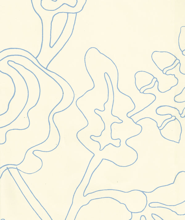 Potalla Outline French Blue on Off White Screen Printed | China Seas