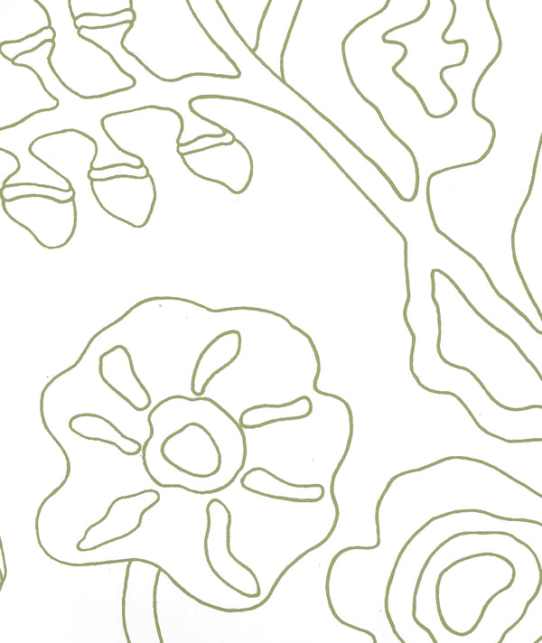 Potalla Outline Jungle Green on White Screen Printed | China Seas