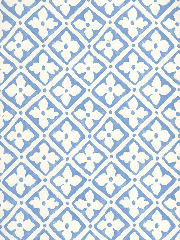 Puccini French Blue on Almost White Screen Printed | China Seas