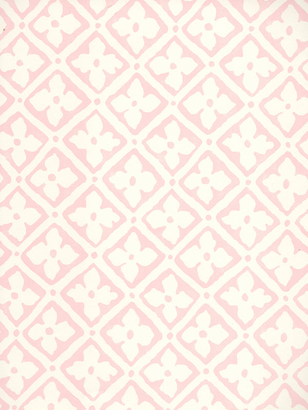 Puccini Light Pink on Almost White Screen Printed | China Seas