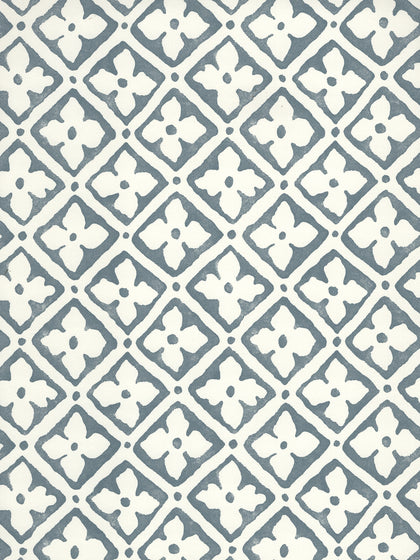 Puccini Slate on Almost White Screen Printed - Off-White Wallcovering | China Seas