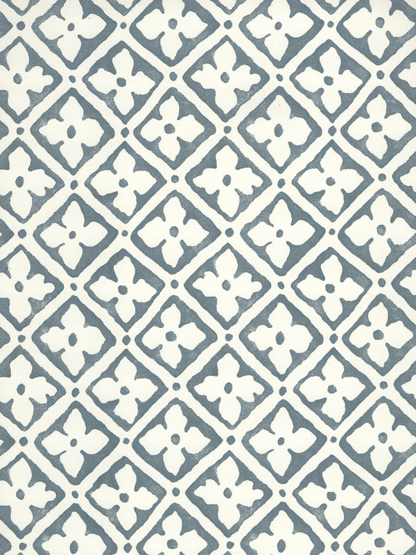 Puccini Slate on Almost White Screen Printed - Off-White Wallcovering | China Seas