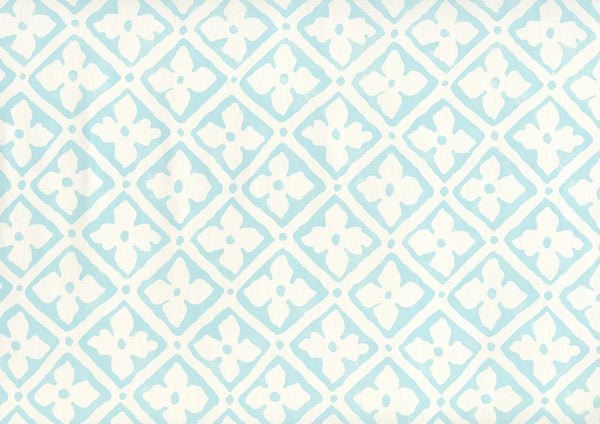 Puccini Venice Blue on Almost White Screen Printed | China Seas