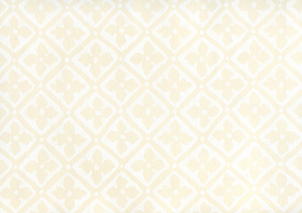 Puccini White on Off White Screen Printed - Off-White Wallcovering | China Seas