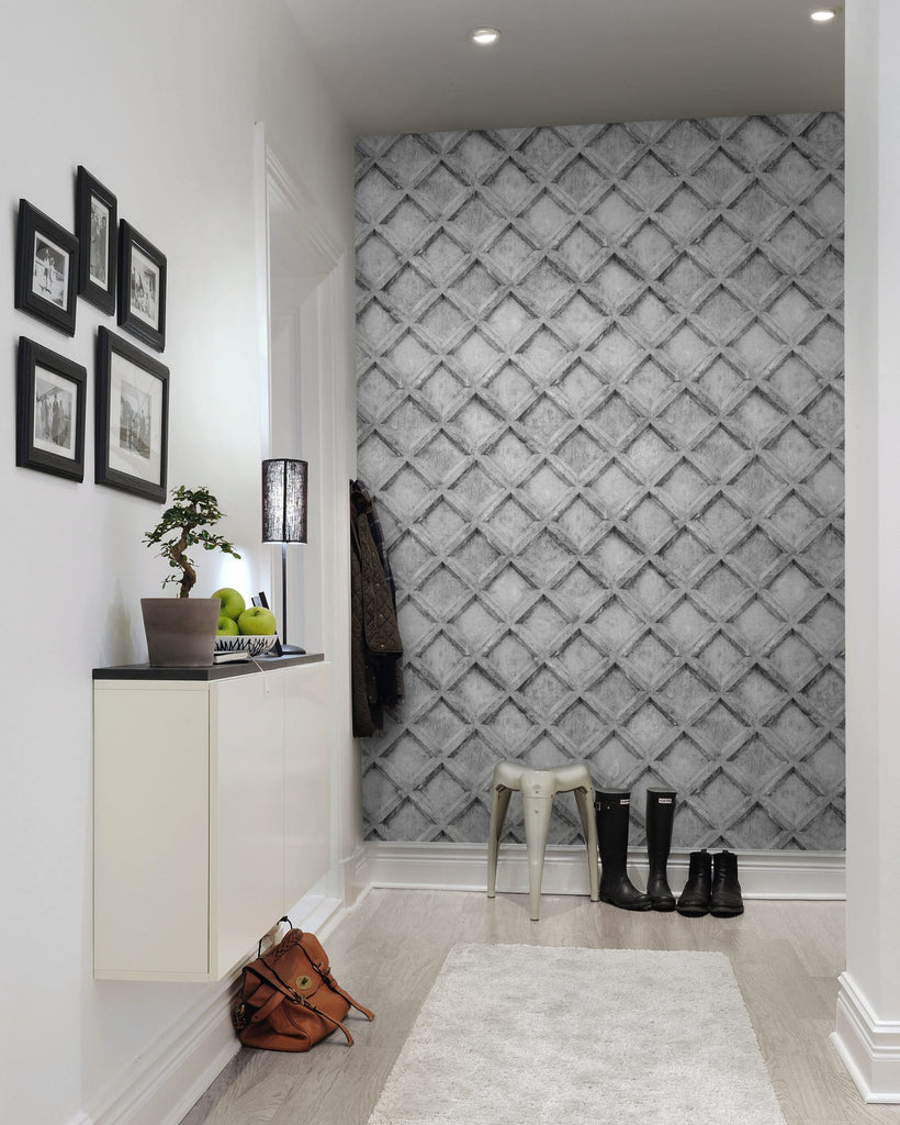 Concrete Trellis, Gray Wallcoverings