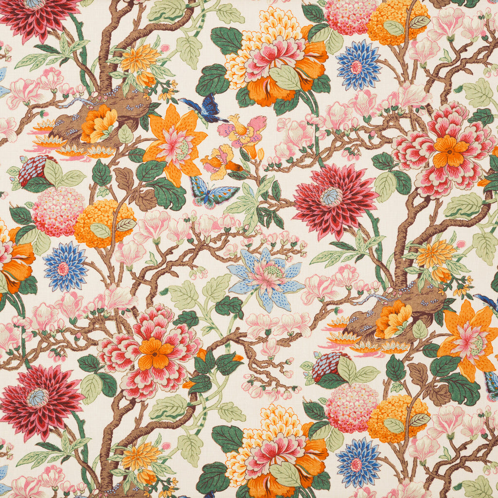 Samples and Purchasing available for Magnolia - Cream/Blue Multi By G P & J Baker | Baker Originals |Botanical & Floral  Multipurpose Weave at Designer Wallcoverings and Fabrics