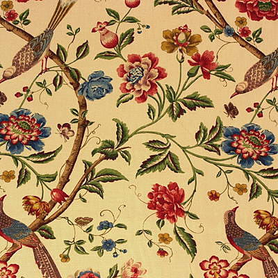 Elinors Chinese - Cream/Brick White By G P & J Baker | Kingswood |Botanical & Floral Flora & Fauna Multipurpose Print