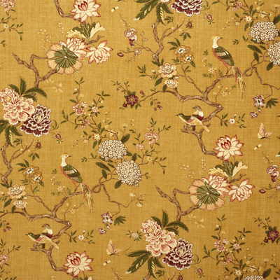Samples and Purchasing available for Oriental Bird - Gold Yellow By G P & J Baker | Mallory Collection |Botanical & Floral Flora & Fauna Multipurpose Print at Designer Wallcoverings and Fabrics