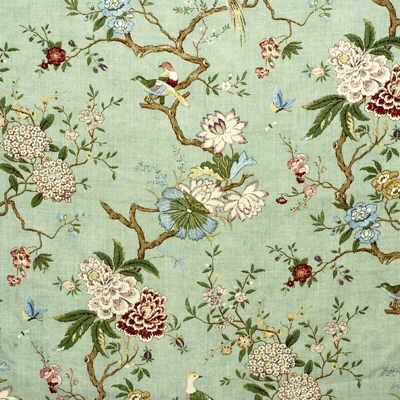 Samples and Purchasing available for Oriental Bird - Eau De Nil  By G P & J Baker | Mallory Collection |Botanical & Floral Flora & Fauna Multipurpose Print at Designer Wallcoverings and Fabrics