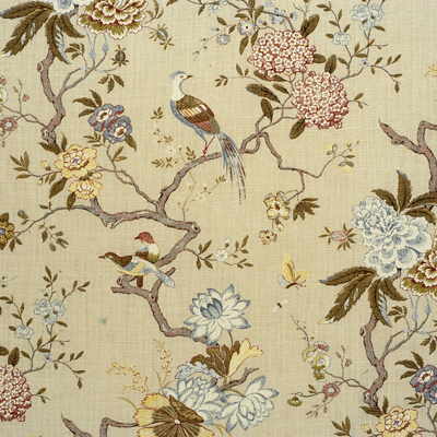 Samples and Purchasing available for Oriental Bird - Olive/Stone Green By G P & J Baker | Mallory Collection |Botanical & Floral Flora & Fauna Multipurpose Print at Designer Wallcoverings and Fabrics