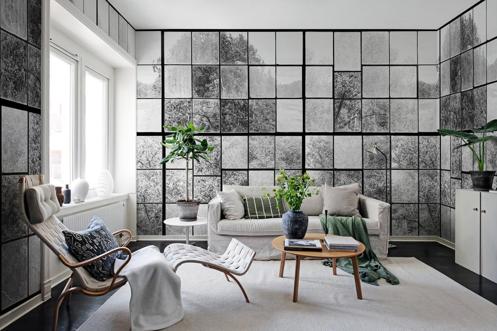 Factory Window, Graphite Wallcoverings