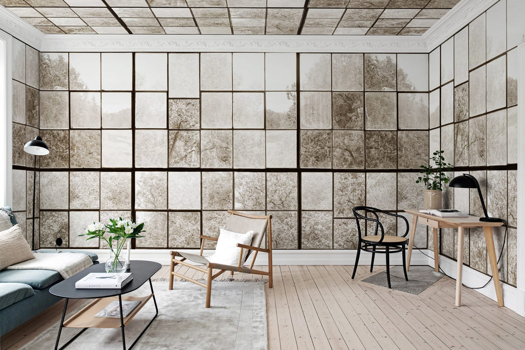 Factory Window, Sepia Wallcoverings