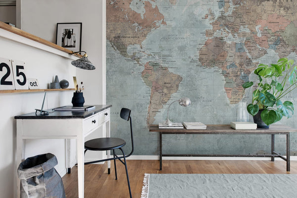Around the World - Dusty Teal | Rebel Walls