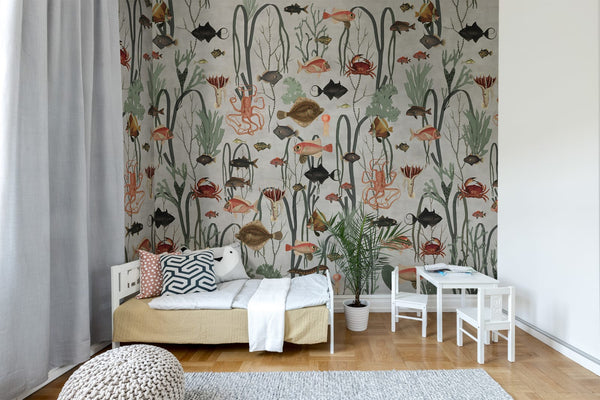 Aquatic Life - Warm Linen | Rebel Walls