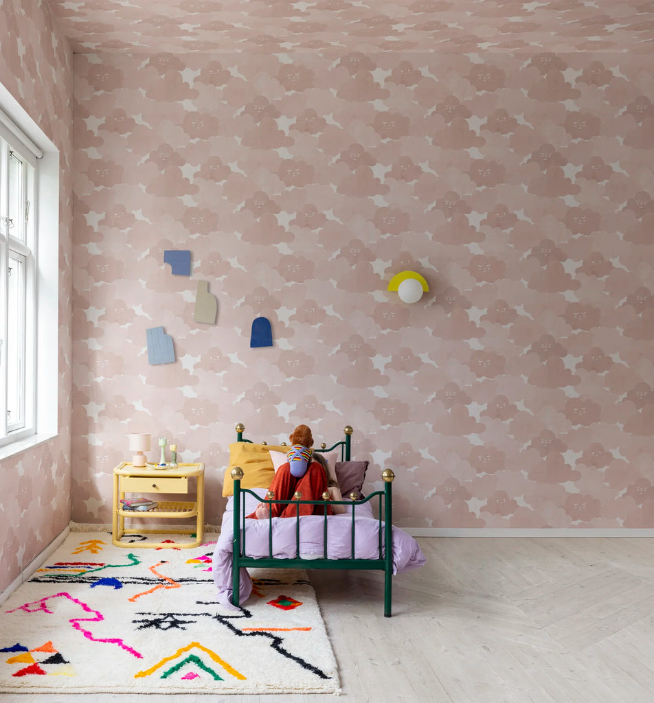 Happy Clouds, Pink Wallcoverings