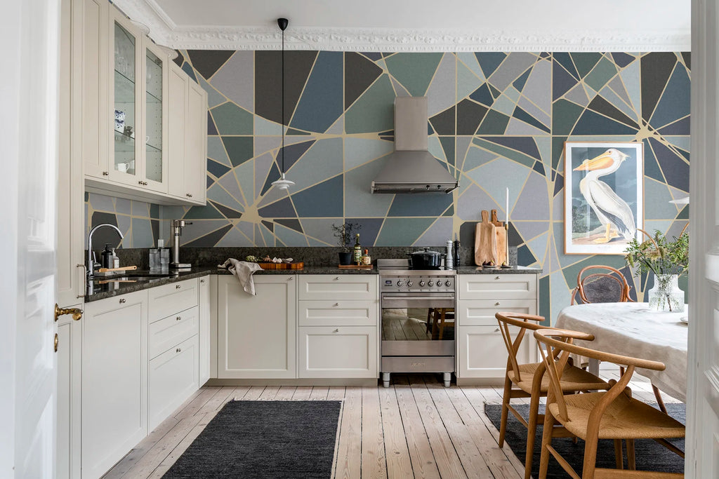 Facet, Blue Wallcoverings