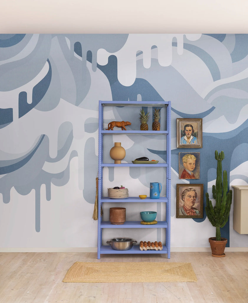 Dripping Ice Cream Blue Wallcoverings