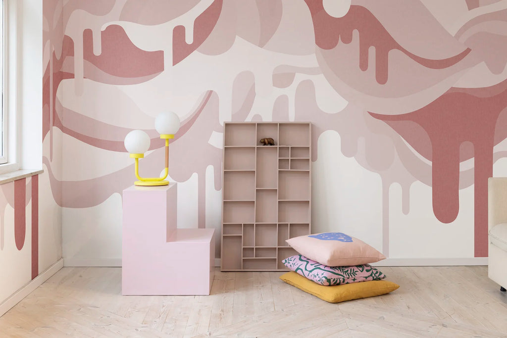 Dripping Ice Cream Pink Wallcoverings