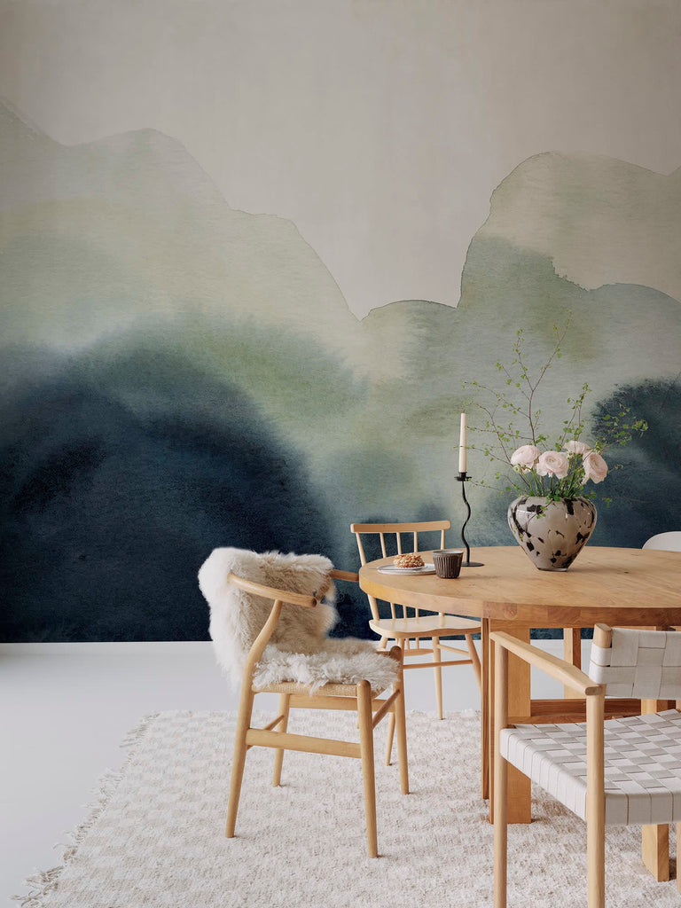 Flowing Hills, Blue Wallcoverings