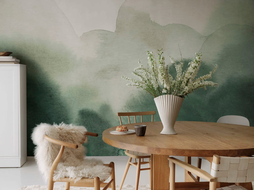 Flowing Hills, Green Wallcoverings