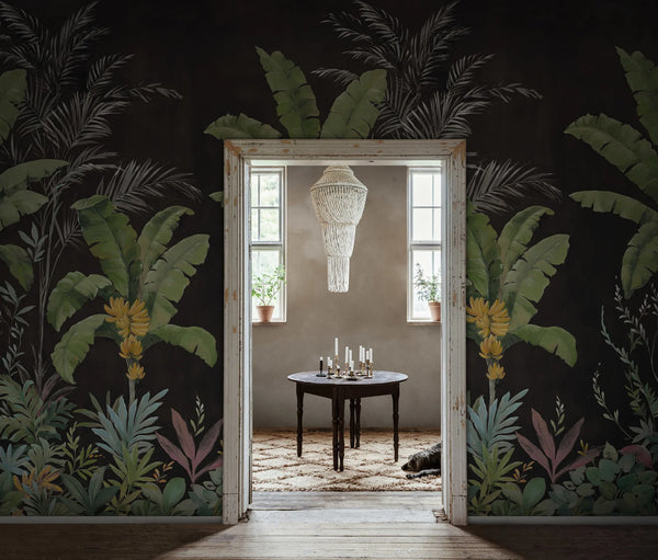 Banana Tree Jungle - Black | Rebel Walls