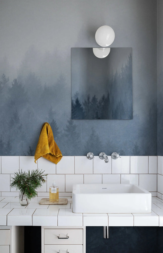 Cloudy Forest, Blue Wallcoverings