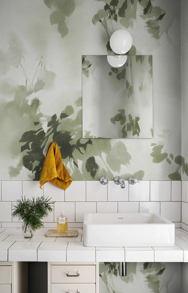 Hazy Leaves, Green Wallcoverings