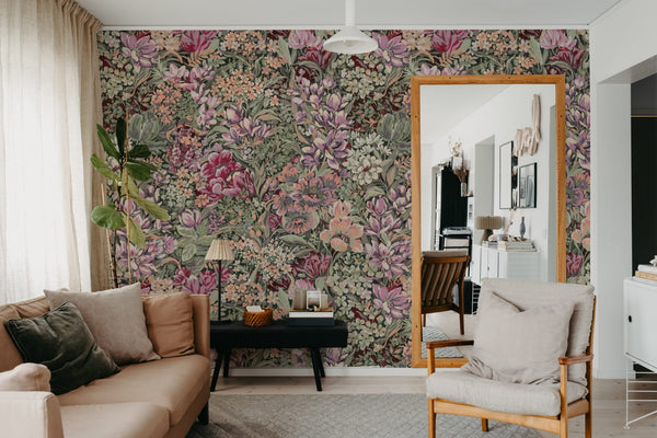 Floral Garden, Red Wallcoverings | Rebel Walls