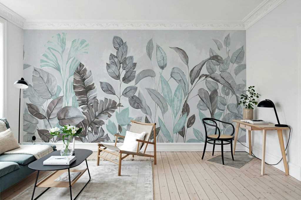 Happy Plants, Blue Wallcoverings
