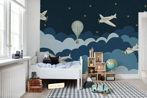 Fly Away, Dark Blue Wallcoverings | Rebel Walls
