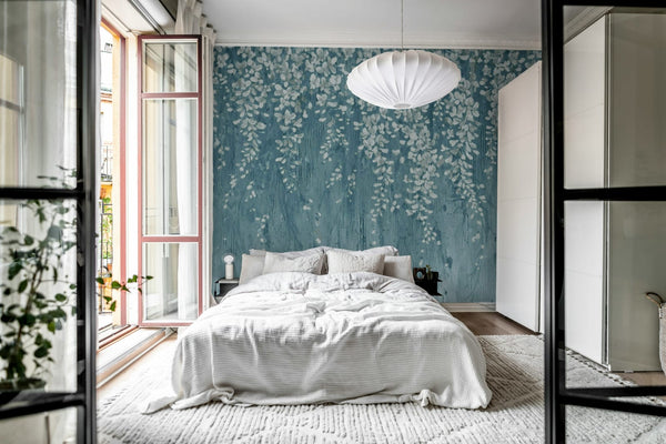 Draped Blossoms - Dark Blue | Rebel Walls