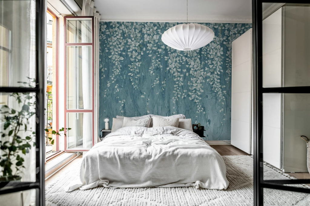 Draped Blossoms, Dark Blue Wallcoverings