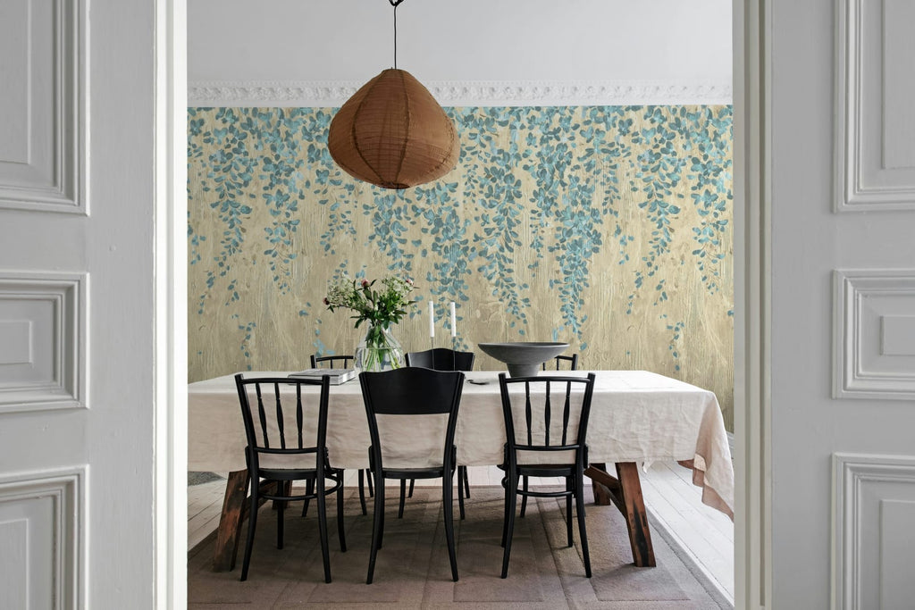 Draped Blossoms, Blue Wallcoverings