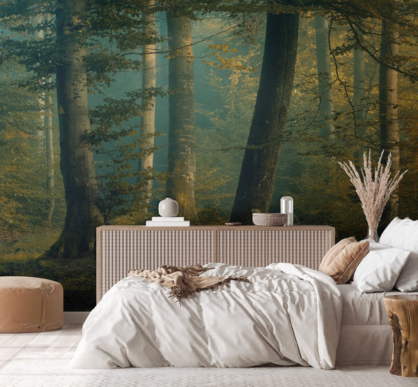 Beech Forest - Forest Teal Green | Rebel Walls